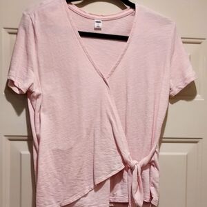 Old Navy Light Pink Tie-Front Blouse